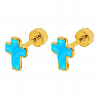 18K gold plated Stainless steel  "Crosses" earrings, Intensity