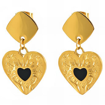 18K gold plated Stainless steel  "Hearts" earrings, Intensity