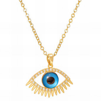 18K gold plated Stainless steel  "Evil Eye" necklace, Intensity