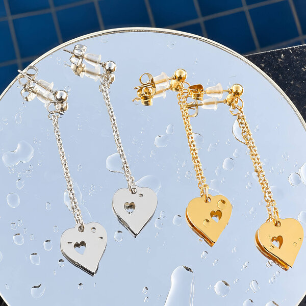 "Hearts" Earrings, Stainless Steel