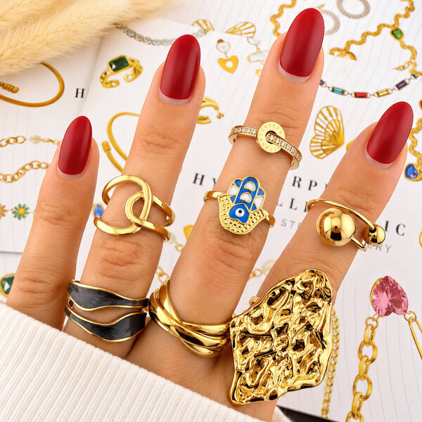 Ring, 18K Gold Plated Steel