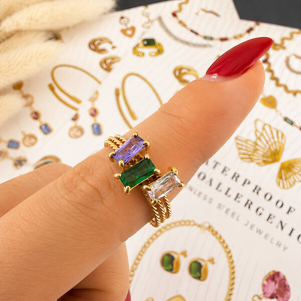 Ring, 18K Gold Plated Steel