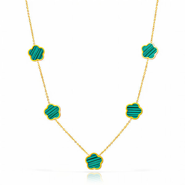 "Flowers" Necklace, 18K Gold Plated Steel