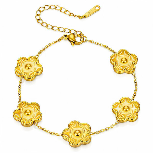 "Flower Meadow" Bracelet, 18K Gold Plated Steel