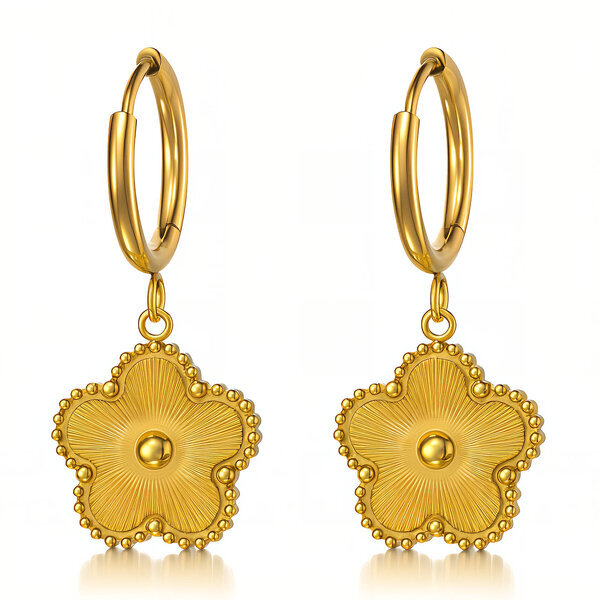 "Flowers" Earrings, 18K Gold Plated Steel