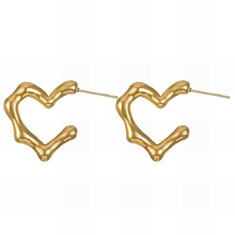 18K gold plated Stainless steel  "Heart" earrings, Intensity