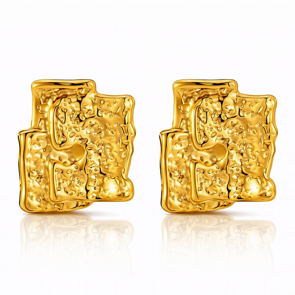 Earrings, 18K Gold Plated Steel