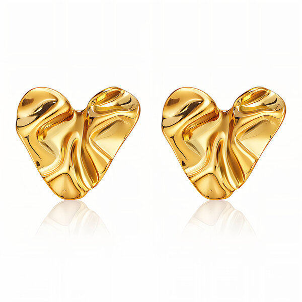 "Hearts" Earrings, 18K Gold Plated Steel
