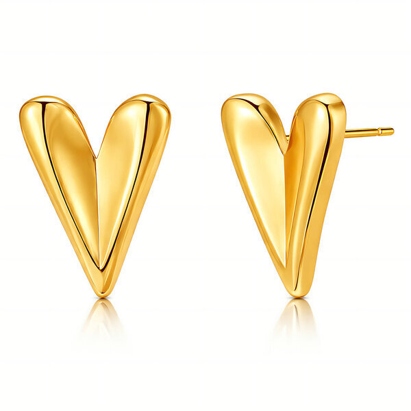 "Hearts" Earrings, 18K Gold Plated Steel