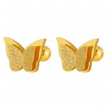 18K gold plated Stainless steel  "butterflies" earrings, Intensity