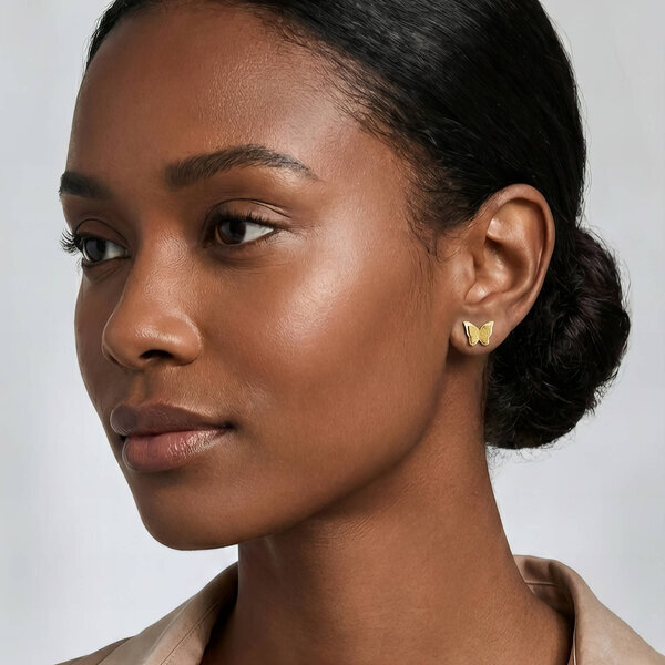 "ฺButterflies" Earrings, 18K Gold Plated Steel