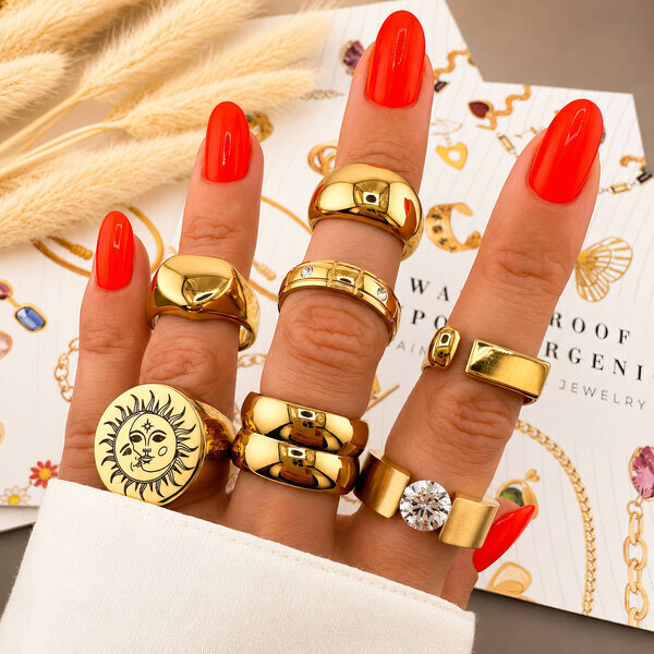 "Heart" Ring, 18K Gold Plated Steel