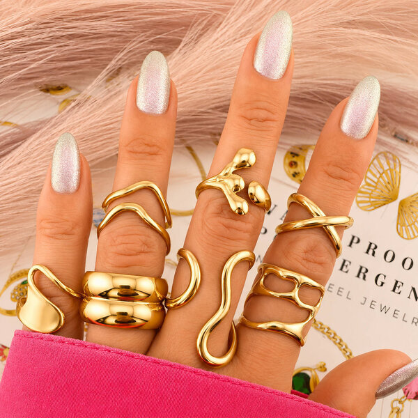 Ring, 18K Gold Plated Steel