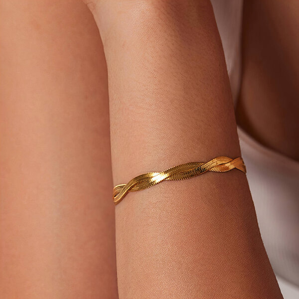 Bracelet, 18K Gold Plated Steel