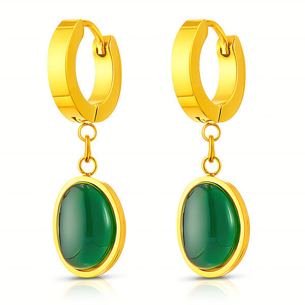 Earrings, 18K Gold Plated Steel