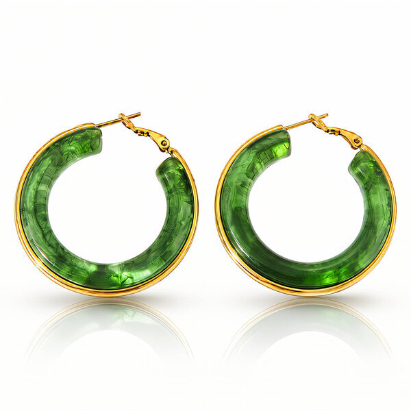 Earrings, 18K Gold Plated Steel