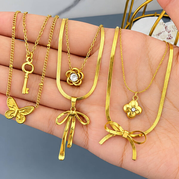 "butterfly" PVD Gold-Plated Steel Necklace - Intensity