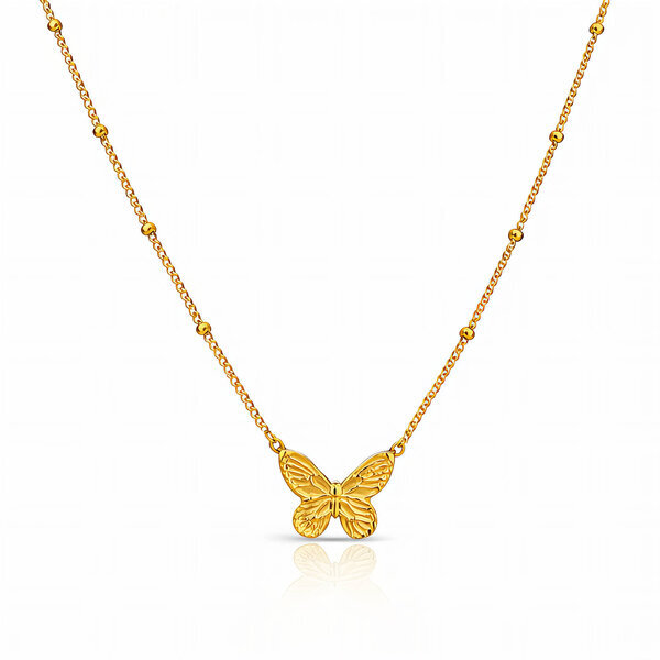 "butterfly" Necklace, 18K Gold Plated Steel