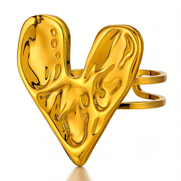 "Heart" Ring, 18K Gold Plated Steel