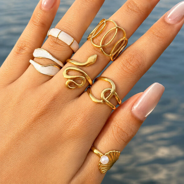 Ring, 18K Gold Plated Steel