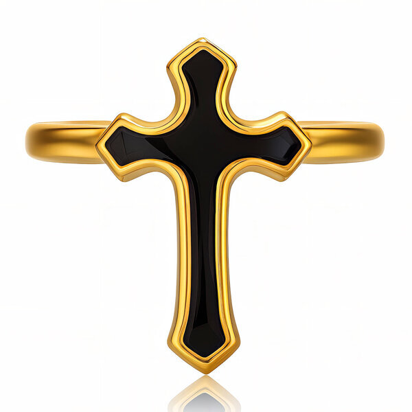 "Crosses" Ring, 18K Gold Plated Steel