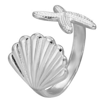 Stainless steel  "Starfish & Shell" finger ring, Intensity