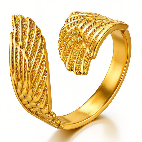 "Wings" Ring, 18K Gold Plated Steel