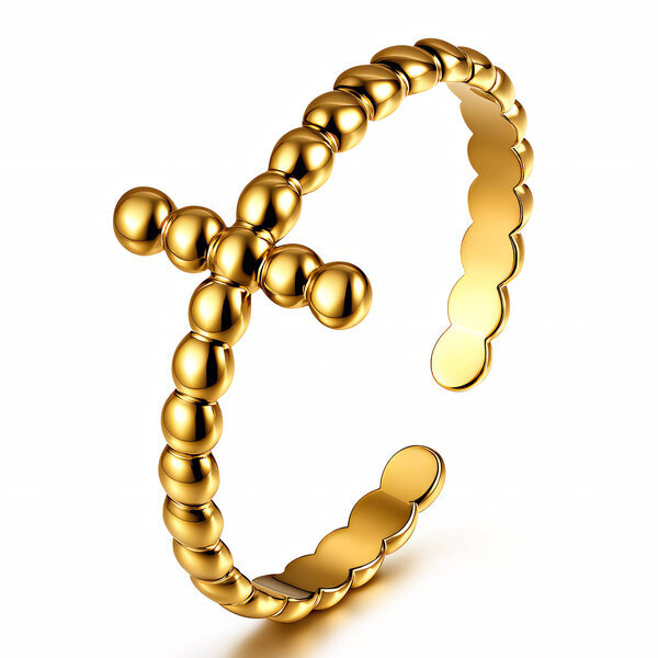 "Crosses" Ring, 18K Gold Plated Steel