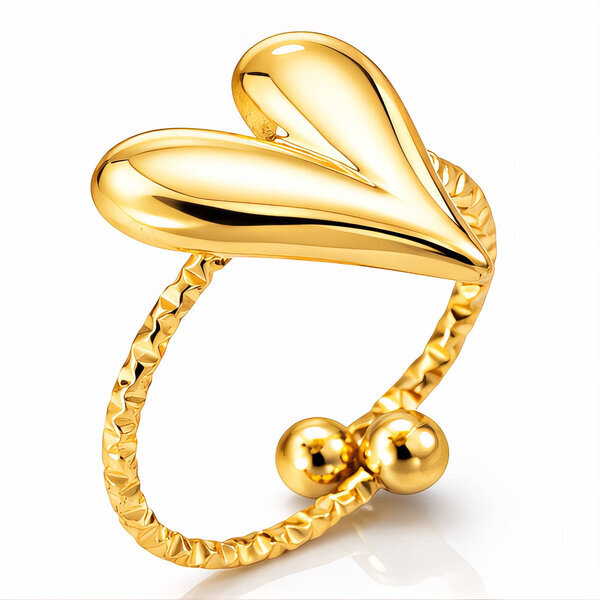 "Heart" Ring, 18K Gold Plated Steel
