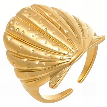 18K gold plated Stainless steel  "Shell" finger ring, Intensity