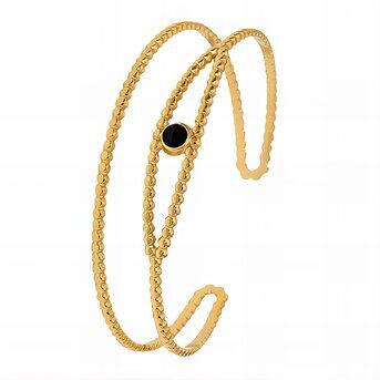 18K gold plated Stainless steel  "Evil Eyes" bracelet, Intensity