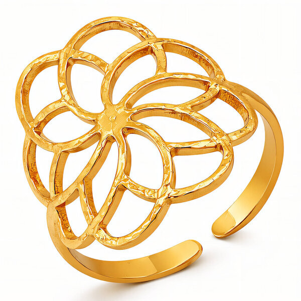 "Flower" Ring, 18K Gold Plated Steel