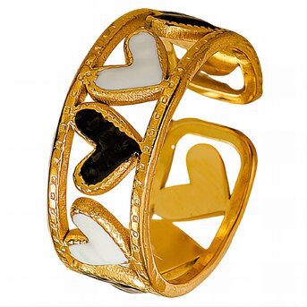 18K gold plated Stainless steel  "Hearts" finger ring, Intensity