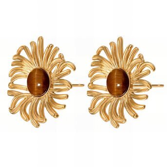 18K gold plated Stainless steel  "Flowers" earrings, Intensity