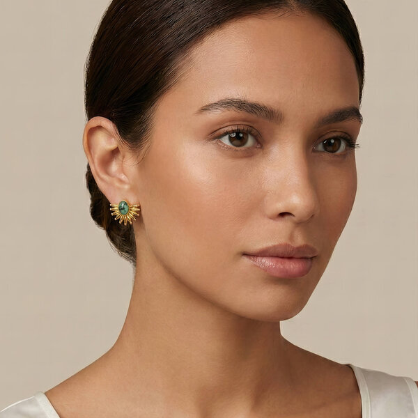 Earrings, 18K Gold Plated Steel