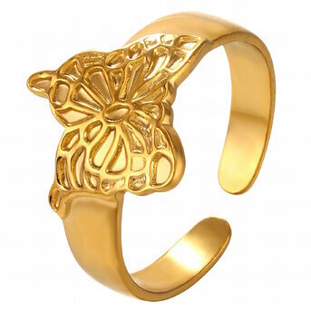 18K gold plated Stainless steel  "Butterfly" finger ring, Intensity