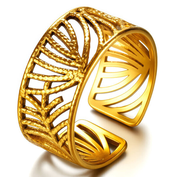 Ring, 18K Gold Plated Steel