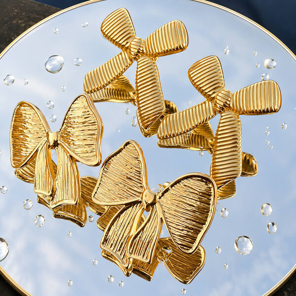 Earrings, 18K Gold Plated Steel