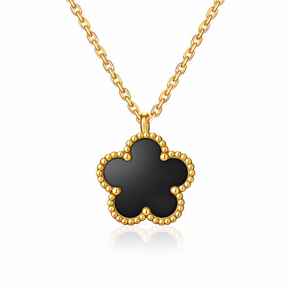 "Flower" Necklace, 18K Gold Plated Steel