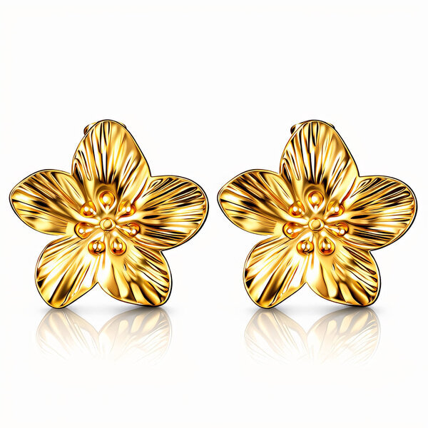 "Flowers" Earrings, 18K Gold Plated Steel