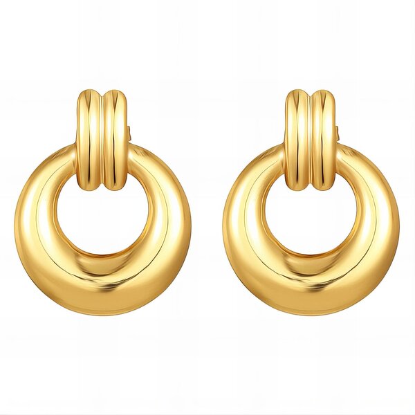 Earrings, 18K Gold Plated Steel