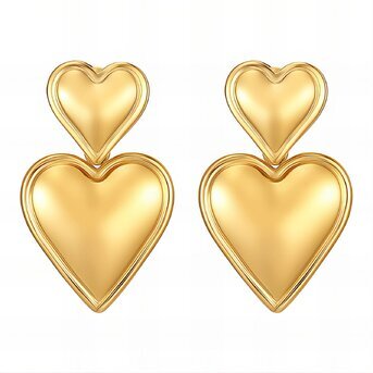 18K gold plated Stainless steel  "Hearts" earrings, Intensity