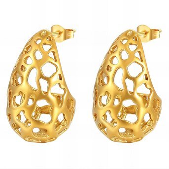 18K gold plated Stainless steel  "Teardrops" earrings, Intensity