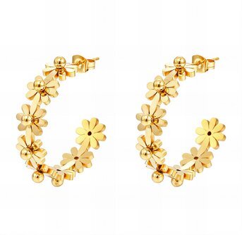 18K gold plated Stainless steel  "Flower Meadow" earrings, Intensity