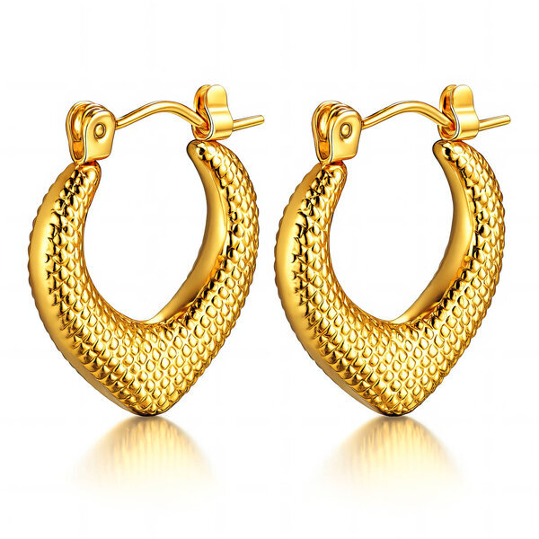 Earrings, 18K Gold Plated Steel