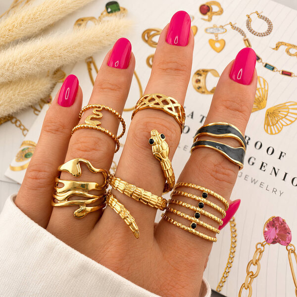 Ring, 18K Gold Plated Steel