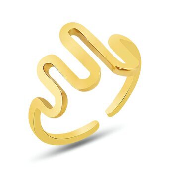 18K gold plated Stainless steel  "Wave" finger ring, Intensity