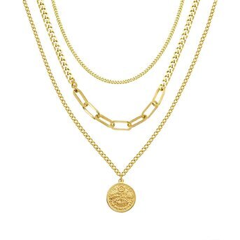 18K gold plated Stainless steel  "Coin" necklace, Intensity