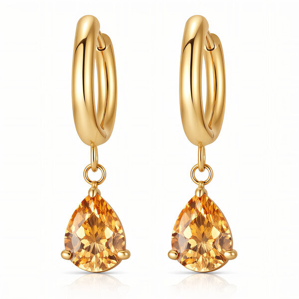 Earrings, 18K Gold Plated Steel