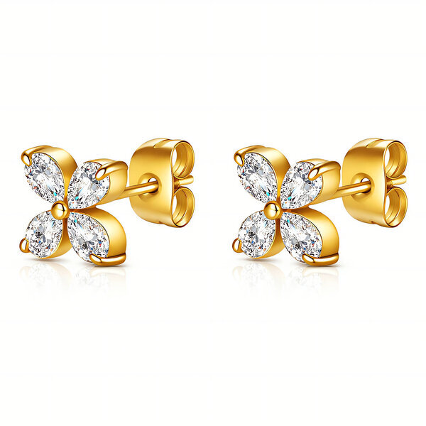 "Flowers" Earrings, 18K Gold Plated Steel